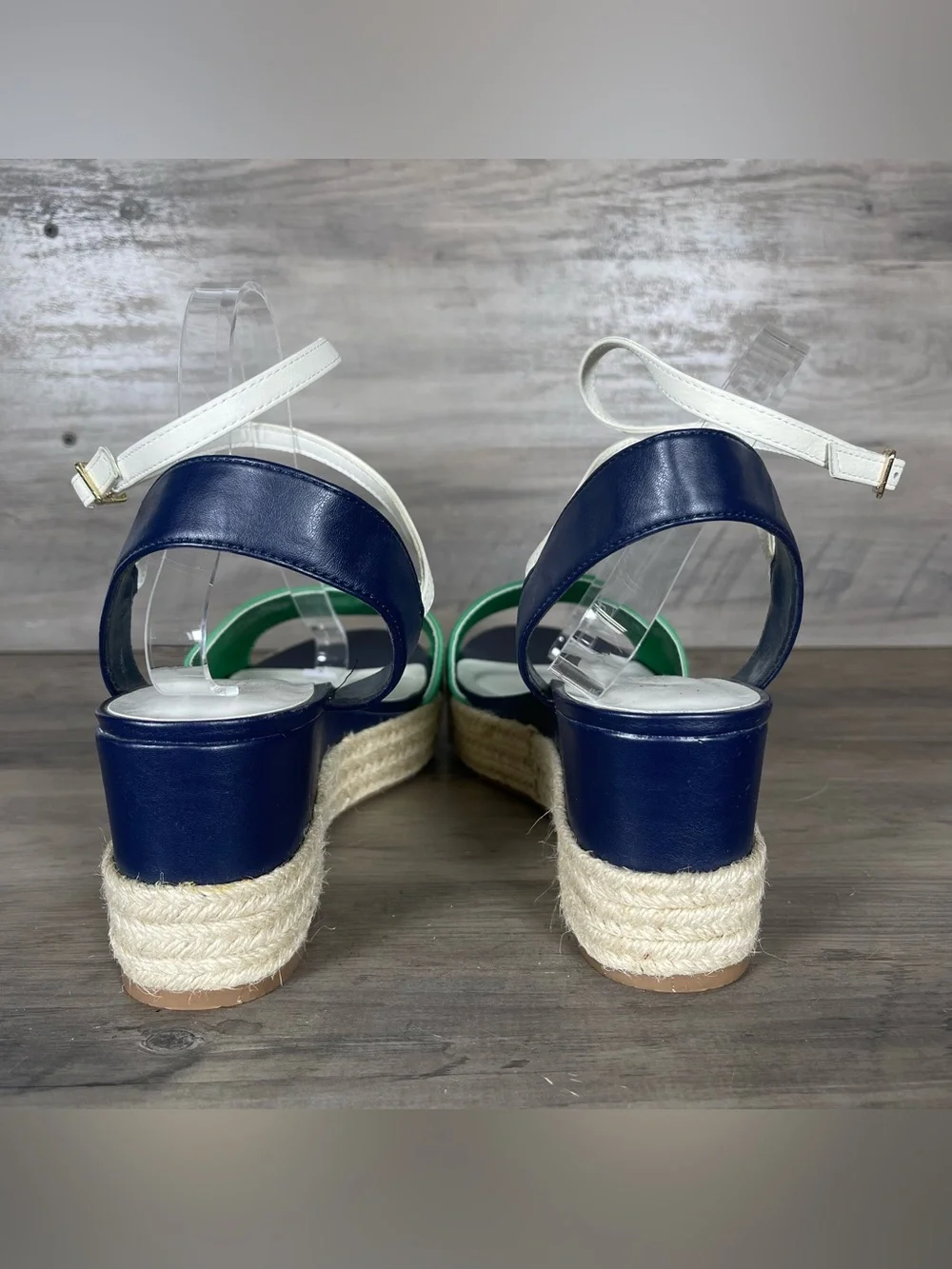 Lauren Ralph Lauren Womens 11 Kelly Green Blue Leather Strappy Espadrilles